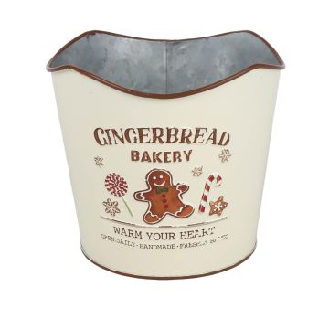 Zink Pflanztopf SABETA, Gingerbread Bakery, creme-braun, 14,5cm, Ø15cm