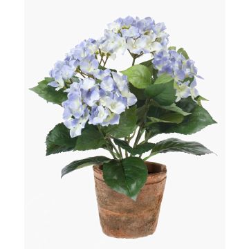 Kunstblume Hortensie LAIDA im Terracottatopf, hellblau, 35cm