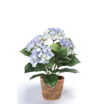 Kunstblume Hortensie LAIDA im Terracottatopf, hellblau, 35cm