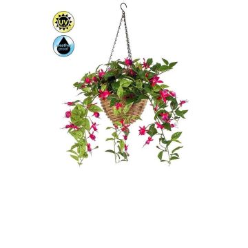 Künstliche Blumenampel Fuchsie JONKFUN im Korb, crossdoor, pink, 70cm Künstliche Blumenampel Fuchsie JONKFUN im Korb, crossdoor, pink, 70cm