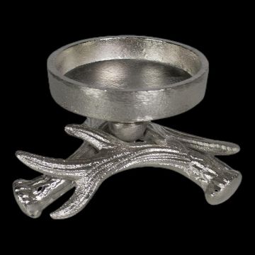 Kerzenleuchter Geweih LIBUSCHA aus Aluminium, silber, 8cm, Ø14cm Kerzenleuchter Geweih LIBUSCHA aus Aluminium, silber, 8cm, Ø14cm