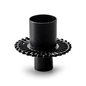 Metall Kerzenhalter ELVETRA, verziert, schwarz, 4,5cm, Ø4,8cm Metall Kerzenhalter ELVETRA, verziert, schwarz, 4,5cm, Ø4,8cm