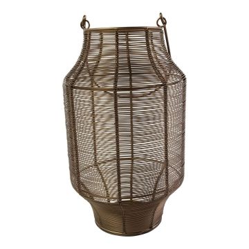 Laterne EMANUELE aus Eisen, mit Henkel, bronze, 48cm, Ø28cm