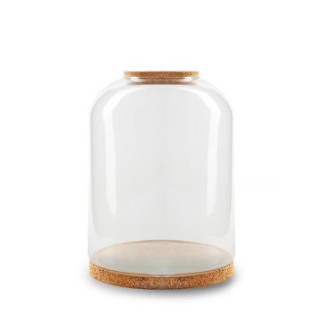 Glas Terrarium Vase BIENVE, Korkdeckel, Korkboden, klar, 33cm, Ø25cm