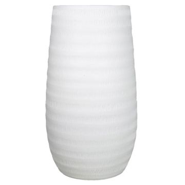 Blumen Vase Keramik TIAM mit Rillen, weiß-matt, 40cm, Ø22cm