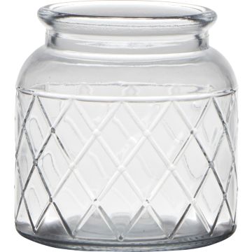 Glas Windlicht THIDA, Rautenmuster, klar, 10,5cm, Ø10cm Glas Windlicht THIDA, Rautenmuster, klar, 10,5cm, Ø10cm