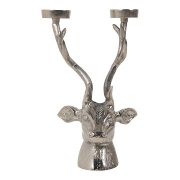 Aluminium Kerzenständer Rehkopf KARELO, silber, 24x37x21cm Aluminium Kerzenständer Rehkopf KARELO, silber, 24x37x21cm