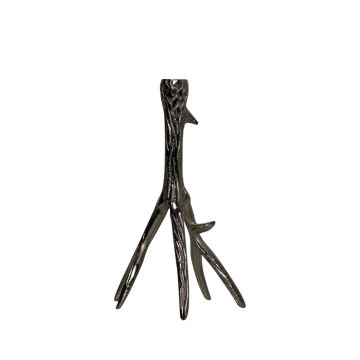 Kerzenleuchter Geweih JOLANTHE aus Aluminium, für Stabkerzen, silber, 24cm, Ø11cm Kerzenleuchter Geweih JOLANTHE aus Aluminium, für Stabkerzen, silber, 24cm, Ø11cm