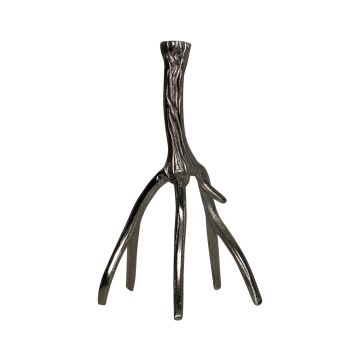 Kerzenleuchter Geweih JOLANTHE aus Aluminium, für Stabkerzen, silber, 33cm, Ø19cm Kerzenleuchter Geweih JOLANTHE aus Aluminium, für Stabkerzen, silber, 33cm, Ø19cm