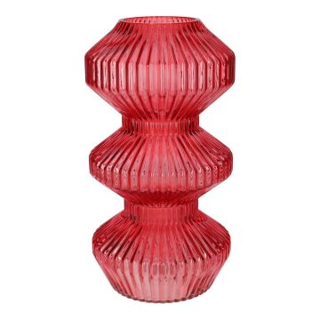 Glas Tischvase LUCELLE mit Rillen, kirschrot, 30cm, Ø16cm Glas Tischvase LUCELLE mit Rillen, kirschrot, 30cm, Ø16cm