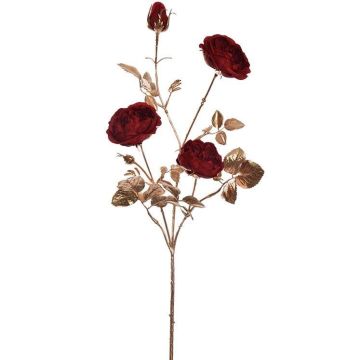 Deko Zweig Kohl-Rose DAYLAMI, dunkelrot-gold, 65cm Deko Zweig Kohl-Rose DAYLAMI, dunkelrot-gold, 65cm
