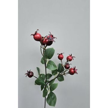 Dekozweig Kartoffelrose LOPUNY mit Hagebutten, rot, 70cm