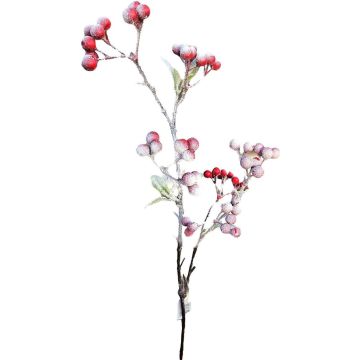 Dekozweig Schneebeere SOPUNY, Beeren, beschneit, rot-weiß, 70cm