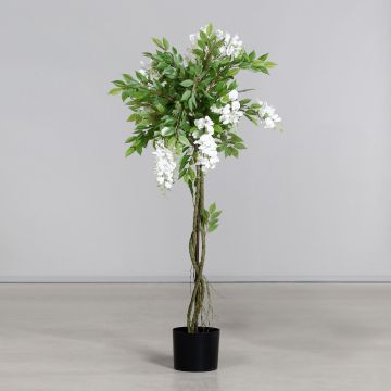 Dekobaum Blauregen DELIOSA mit Blüten, Kunststamm, Wurzeln, weiß, 120cm