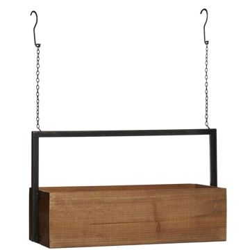 Blumenkasten AILSA aus Holz mit Metallhenkel, braun, 58,5x16x48,5cm