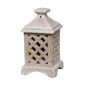 Terrakotta Gartenlaterne SIRLON mit Rautengitter, outdoor, handmade, patiniert, 14x14x27cm Terrakotta Gartenlaterne SIRLON mit Rautengitter, outdoor, handmade, patiniert, 14x14x27cm