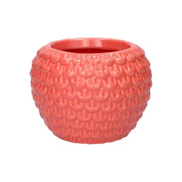 Blumentopf Keramik KASSIOPEIA mit Muster, koralle, 10,9cm, Ø14,5cm