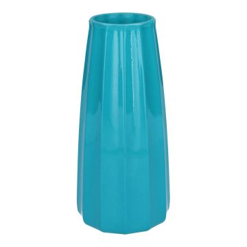 Tischvase AMALFRIED mit Rillen, Glas, ozeanblau-milchglas, 21cm, Ø10cm