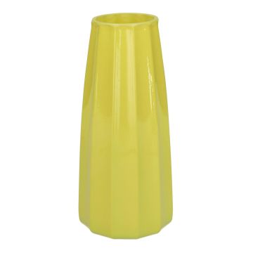 Tischvase AMALFRIED mit Rillen, Glas, gelb-milchglas, 21cm, Ø10cm