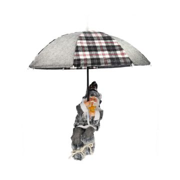 Hängender Santa Claus SISSON mit Schirm, LEDs, grau-weiß, 77cm, Ø70cm