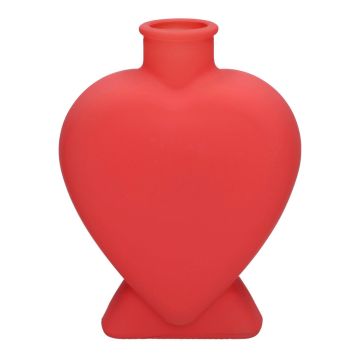 Glas Dekoflasche BELEZA in Herzform, mit Fuß, rot-matt, 14x6,5x18,5cm Glas Dekoflasche BELEZA in Herzform, mit Fuß, rot-matt, 14x6,5x18,5cm
