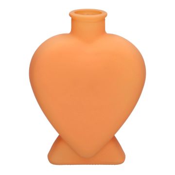 Glas Dekoflasche BELEZA in Herzform, mit Fuß, orange-matt, 14x6,5x18,5cm Glas Dekoflasche BELEZA in Herzform, mit Fuß, orange-matt, 14x6,5x18,5cm