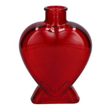 Glas Dekoflasche BELEZA in Herzform, mit Fuß, rot-transparent, 14x6,5x18,5cm Glas Dekoflasche BELEZA in Herzform, mit Fuß, rot-transparent, 14x6,5x18,5cm