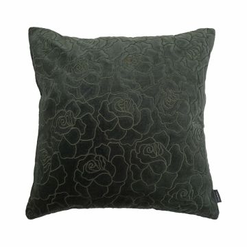 Deko Couch Kissen ALAIA, Rosenmuster, waldgrün, 45x45cm Deko Couch Kissen ALAIA, Rosenmuster, waldgrün, 45x45cm
