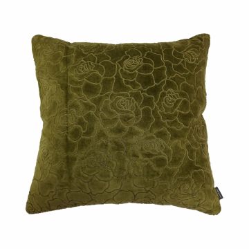 Deko Couch Kissen ALAIA, Rosenmuster, grün-gelb, 45x45cm Deko Couch Kissen ALAIA, Rosenmuster, grün-gelb, 45x45cm