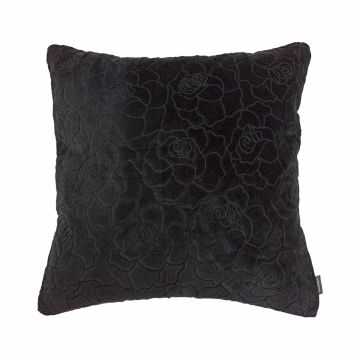 Deko Couch Kissen ALAIA, Rosenmuster, schwarz, 45x45cm Deko Couch Kissen ALAIA, Rosenmuster, schwarz, 45x45cm