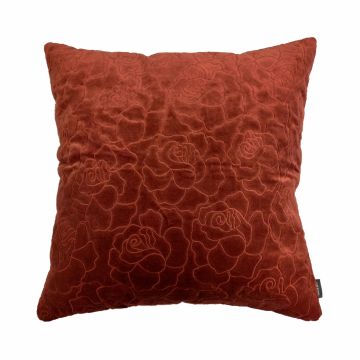 Deko Couch Kissen ALAIA, Rosenmuster, rost, 45x45cm Deko Couch Kissen ALAIA, Rosenmuster, rost, 45x45cm