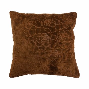 Deko Couch Kissen ALAIA, Rosenmuster, schokobraun, 45x45cm Deko Couch Kissen ALAIA, Rosenmuster, schokobraun, 45x45cm