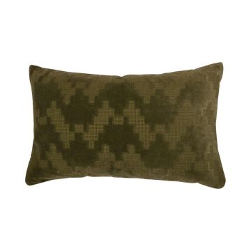 Deko Samtkissen ANJALI, olivgrün, ZickZack Strukturmuster, 50x30cm