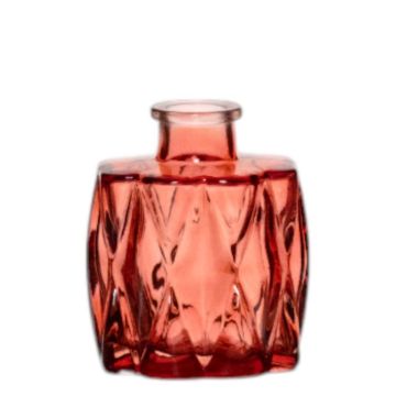Glas Flaschenvase FIZZY mit Rillen, rot-transparent, 7x5x8cm Glas Flaschenvase FIZZY mit Rillen, rot-transparent, 7x5x8cm