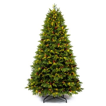 Kunst Christbaum SKIEN SPEED mit Zapfen, LEDs, 195cm, Ø120cm