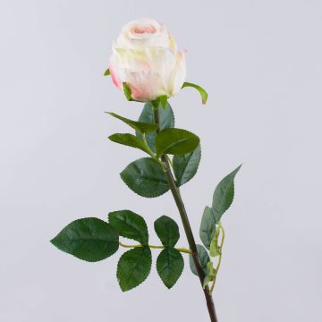 Rose künstlich SUNJIK, weiß-rosa, 75cm, Ø7cm
