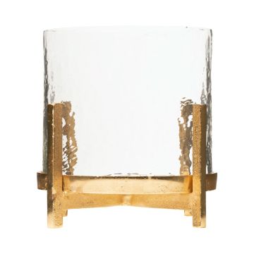 Tischlicht UZOAMAKA aus Glas, auf Metallfuß, champagner-gold-klar, 24cm, Ø24cm Tischlicht UZOAMAKA aus Glas, auf Metallfuß, champagner-gold-klar, 24cm, Ø24cm