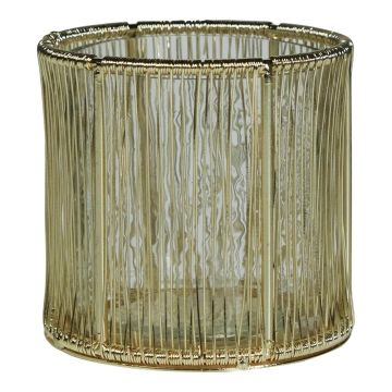 Teelichthalter CRISTOFORO aus Glas, Metall Verzierung, champagner-gold-klar, 8cm, Ø8cm Teelichthalter CRISTOFORO aus Glas, Metall Verzierung, champagner-gold-klar, 8cm, Ø8cm