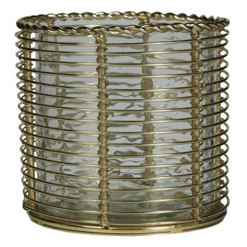 Teelichthalter BENIAMINO aus Glas, Metall Verzierung, champagner-gold-klar, 8cm, Ø8cm Teelichthalter BENIAMINO aus Glas, Metall Verzierung, champagner-gold-klar, 8cm, Ø8cm