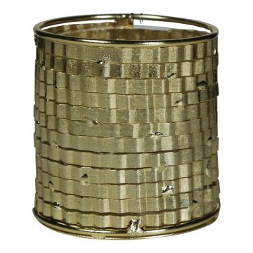 Teelichthalter DESTINAY aus Glas, Metall Verzierung, champagner-gold-klar, 8cm, Ø8cm Teelichthalter DESTINAY aus Glas, Metall Verzierung, champagner-gold-klar, 8cm, Ø8cm