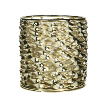 Teelichthalter ELEANORE aus Glas, Metall Verzierung, champagner-gold-klar, 8cm, Ø8cm Teelichthalter ELEANORE aus Glas, Metall Verzierung, champagner-gold-klar, 8cm, Ø8cm