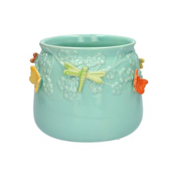 Übertopf KIMANA aus Keramik, 3D Schmetterlinge Libellen, blau-gelb-grün-orange, 12,5cm, Ø15,5cm Übertopf KIMANA aus Keramik, 3D Schmetterlinge Libellen, blau-gelb-grün-orange, 12,5cm, Ø15,5cm