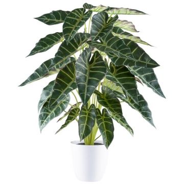 Kunst Alocasia Sanderiana PIVLA, Melamin-Übertopf, grün, 70cm Kunst Alocasia Sanderiana PIVLA, Melamin-Übertopf, grün, 70cm
