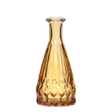 Glas Flasche THIFFANY mit Rillen, gelb-transparent, 14,5cm, Ø7cm
