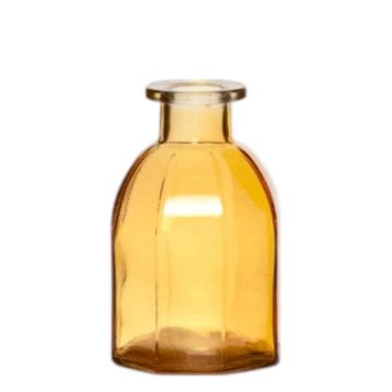 Flaschenvase JAZZY aus Glas, mit Rillen, gelb-transparent, 10cm, Ø6,5cm
