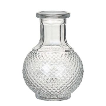 Flaschenvase Glas DONKA mit Rautenmuster, transparent, 11,5cm, Ø8,5cm