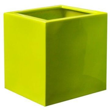 Pflanztopf DILLY aus Fiberstone, glänzend, outdoor, limettengrün, 50x50x50cm Pflanztopf DILLY aus Fiberstone, glänzend, outdoor, limettengrün, 50x50x50cm