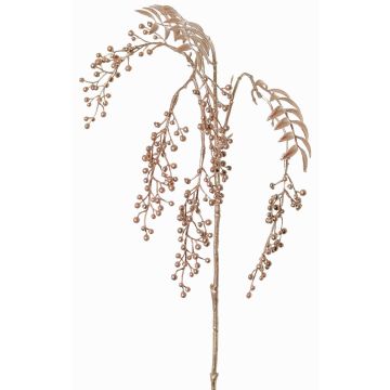 Künstlicher Zweig Pfefferbaum RALFHY mit Beeren, metallic-hellrosa, 80cm