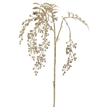 Künstlicher Zweig Pfefferbaum RALFHY mit Beeren, metallic-silber-gold, 80cm