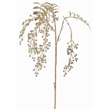 Künstlicher Zweig Pfefferbaum RALFHY mit Beeren, metallic-silber-gold, 80cm